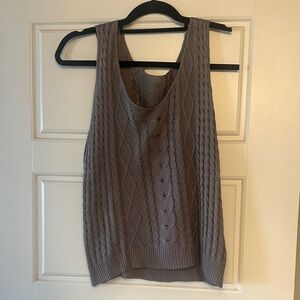 Gray Cable Knit Sleeveless Sweater